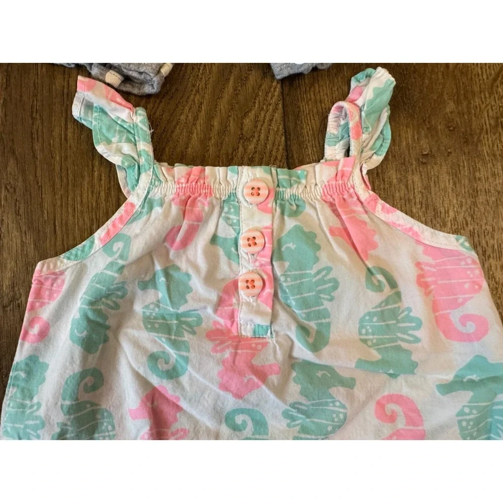 Baby Girl Summer 0/3 Months 1 Piece Outfits Lot Bundle Rompers Carter's Seahorse